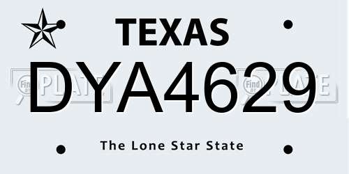 DYA4629 Texas License Plate