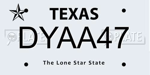 DYAA47 Texas License Plate