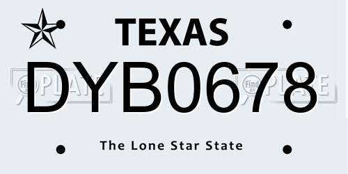 DYB0678 Texas License Plate