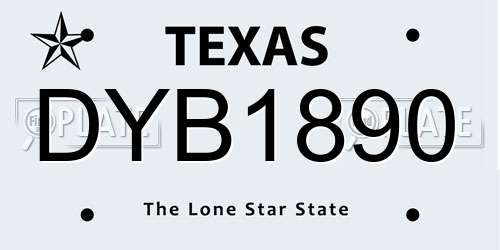 DYB1890 Texas License Plate