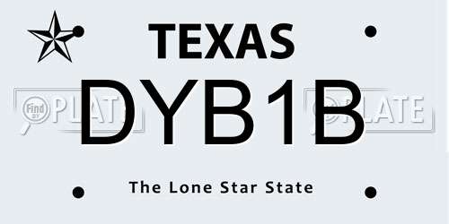DYB1B Texas License Plate