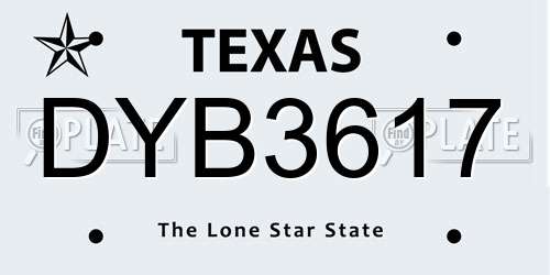 DYB3617 Texas License Plate