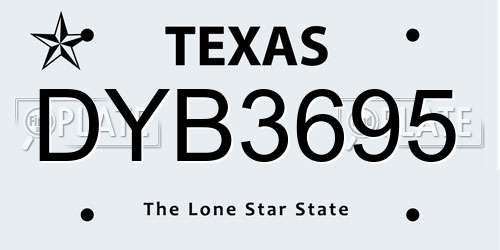 DYB3695 Texas License Plate