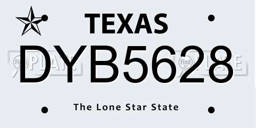 DYB5628 Texas License Plate
