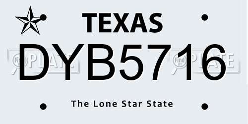 DYB5716 Texas License Plate