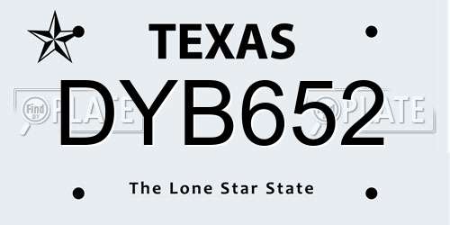 DYB652 Texas License Plate