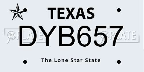 DYB657 Texas License Plate