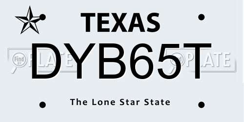 DYB65T Texas License Plate