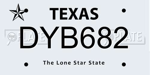 DYB682 Texas License Plate