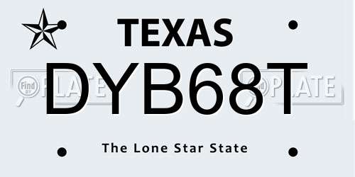 DYB68T Texas License Plate