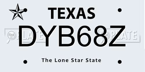 DYB68Z Texas License Plate