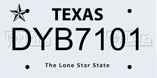 DYB7101 Texas License Plate