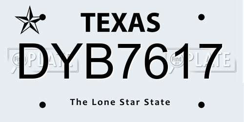 DYB7617 Texas License Plate