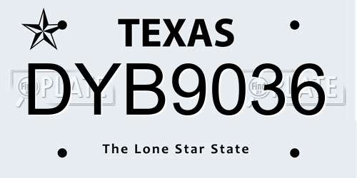 DYB9036 Texas License Plate