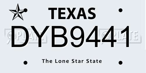 DYB9441 Texas License Plate