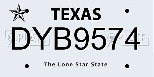 DYB9574 Texas License Plate