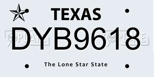 DYB9618 Texas License Plate