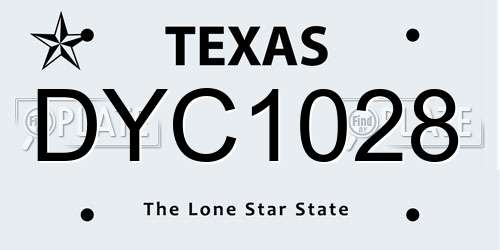 DYC1028 Texas License Plate