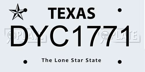 DYC1771 Texas License Plate