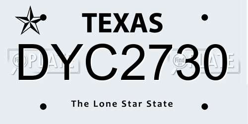 DYC2730 Texas License Plate