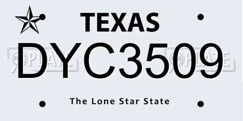 DYC3509 Texas License Plate
