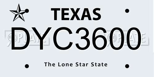 DYC3600 Texas License Plate