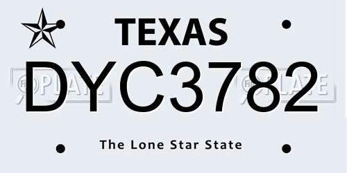 DYC3782 Texas License Plate