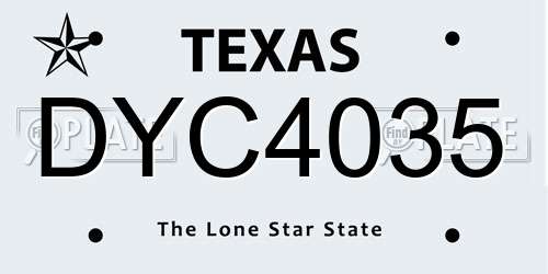 DYC4035 Texas License Plate