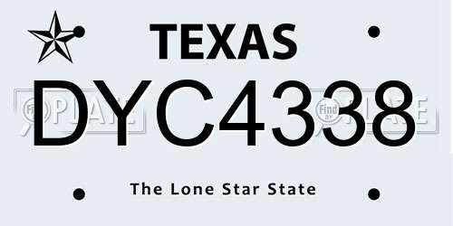 DYC4338 Texas License Plate
