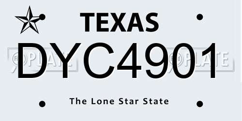 DYC4901 Texas License Plate