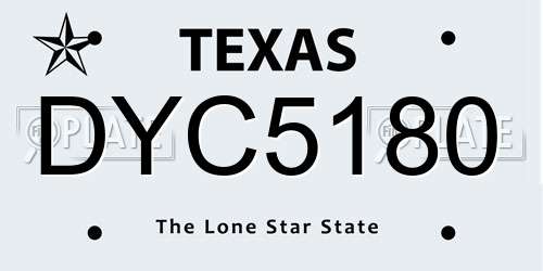 DYC5180 Texas License Plate