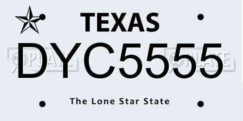 DYC5555 Texas License Plate