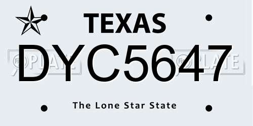 DYC5647 Texas License Plate