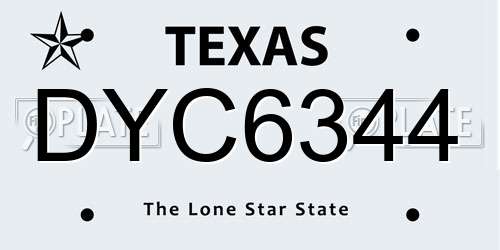 DYC6344 Texas License Plate