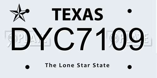 DYC7109 Texas License Plate
