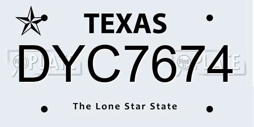 DYC7674 Texas License Plate