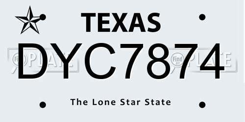 DYC7874 Texas License Plate