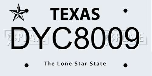 DYC8009 Texas License Plate