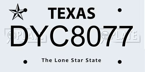 DYC8077 Texas License Plate