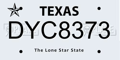 DYC8373 Texas License Plate
