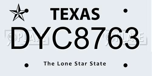 DYC8763 Texas License Plate