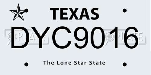 DYC9016 Texas License Plate