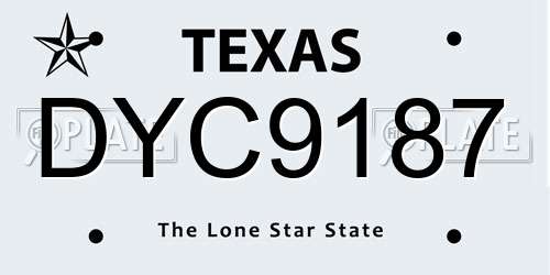 DYC9187 Texas License Plate