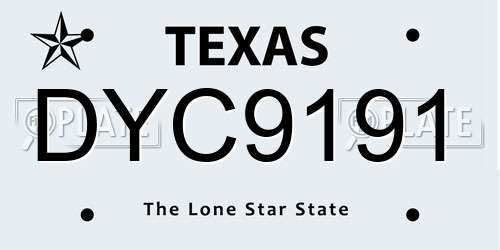 DYC9191 Texas License Plate