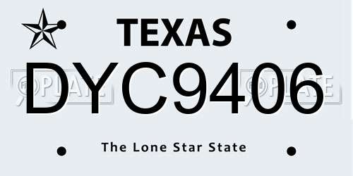 DYC9406 Texas License Plate