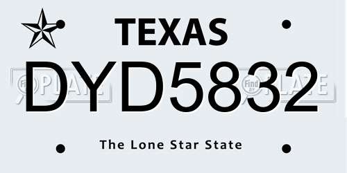 DYD5832 Texas License Plate