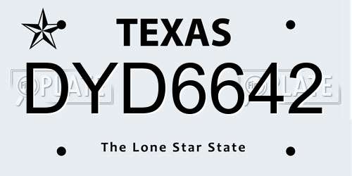 DYD6642 Texas License Plate
