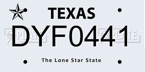 DYF0441 Texas License Plate