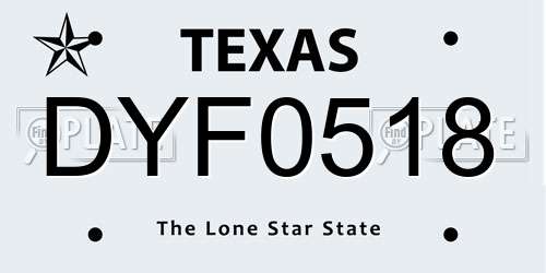 DYF0518 Texas License Plate