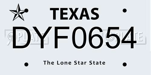 DYF0654 Texas License Plate